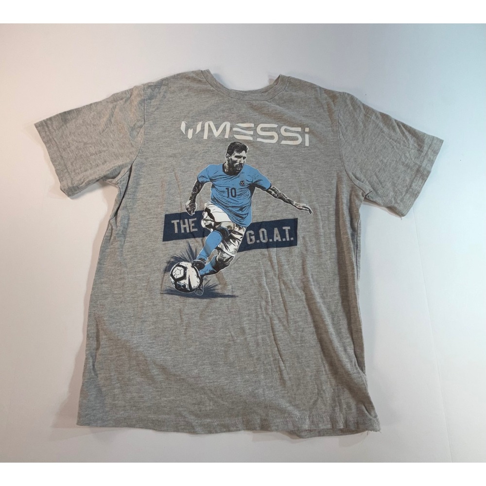 Messi Collection Boys Gray Graphic T-Shirt The GOAT Soccer Size M 10-12